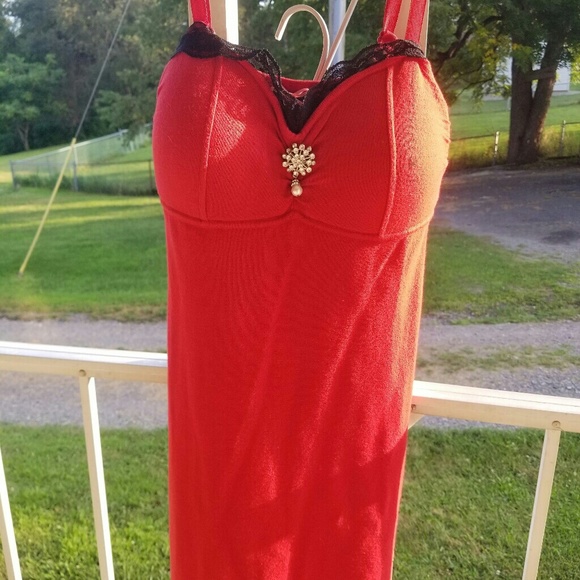 RED DRESS WITH RHINESTONES,SIZE MEDIUM - Picture 8 of 8